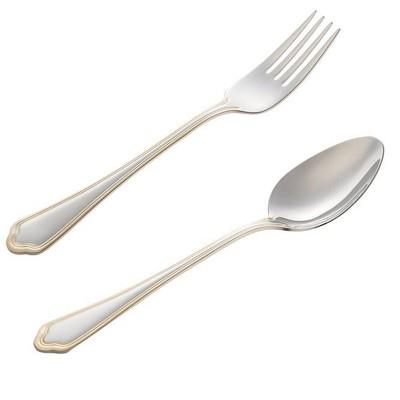 سرویس قاشق و چنگال 116 پارچه ناب استیل مدل ونیز دور طلایی